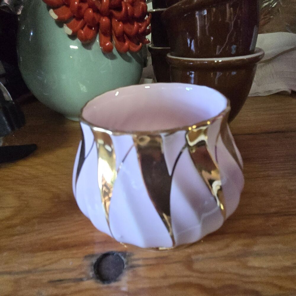 3 Inch Pink With Gold Accents Bud Vase Or Trinket Bowl